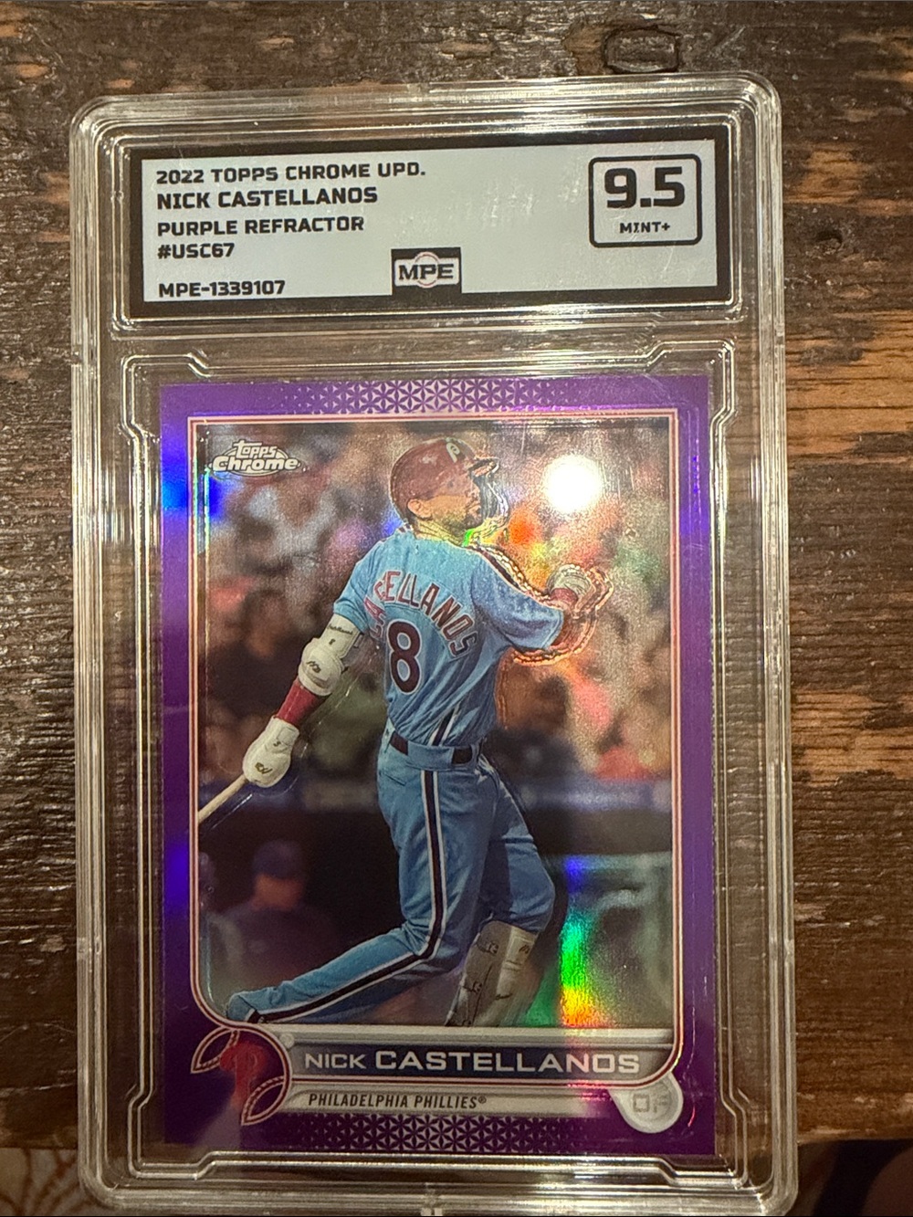 2022 Topps Chrome UPD Purple Refractor Nick Castellanos Graded Baseball Card